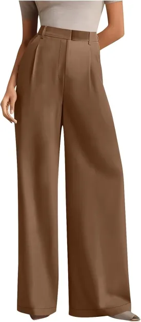 2025 Wide Leg Pants for Women High Waist Loose Casual Trousers Business Work Casual Pants with Pockets