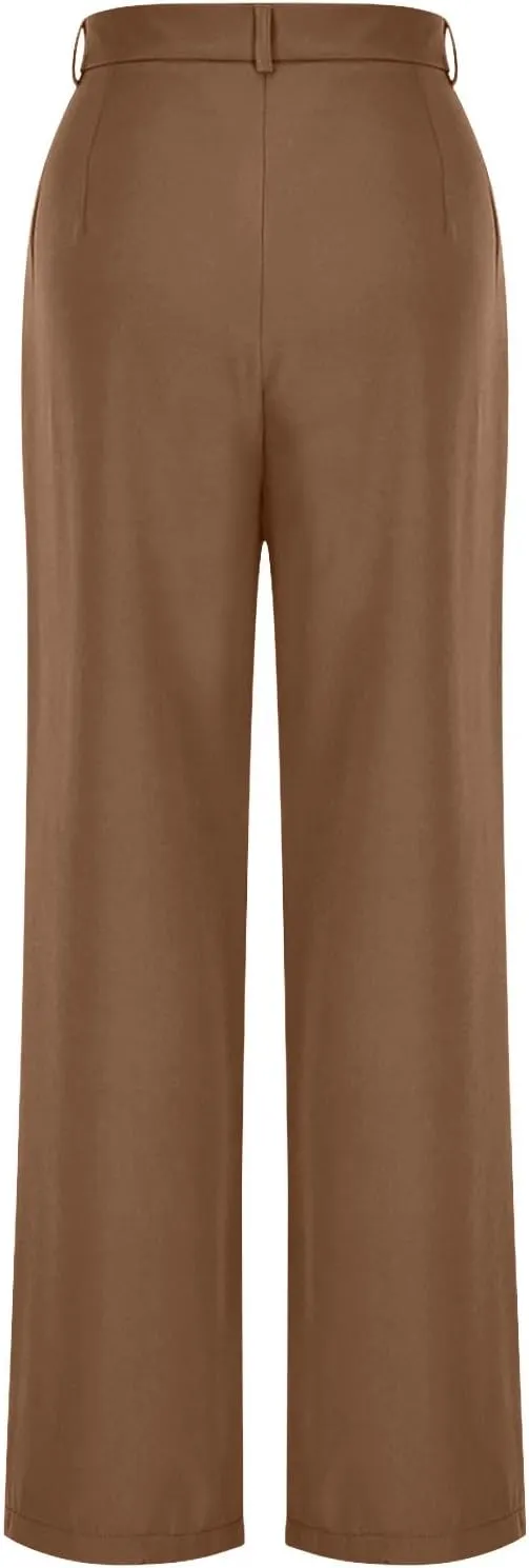 2025 Wide Leg Pants for Women High Waist Loose Casual Trousers Business Work Casual Pants with Pockets