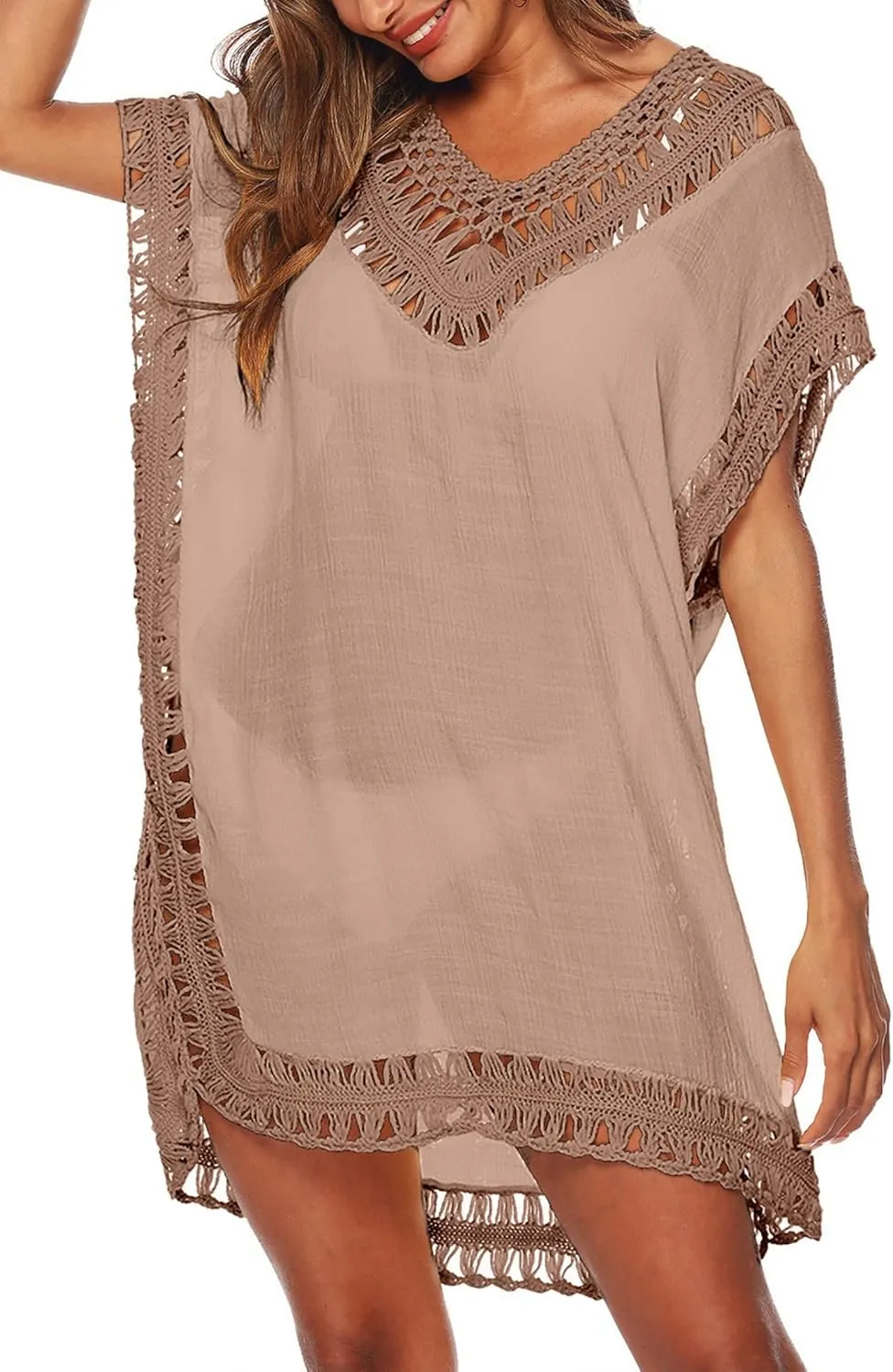 Adisputent Womens Swimsuits Cover Ups Crochet Chiffon Beach Cover Bathing Suit Bikini Wear Coverups Dress
