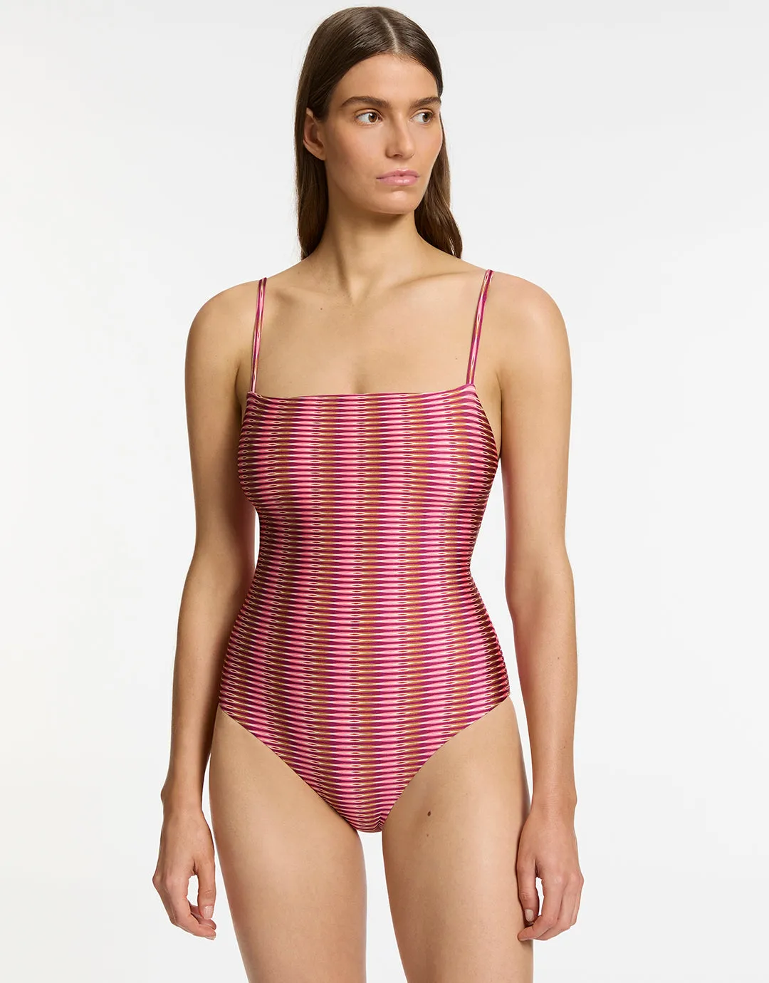Alessia Geo Minimal Tank Swimsuit - Peony