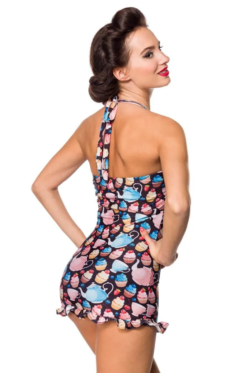 Belsira Vintage Style Cupcake Print Swimdress