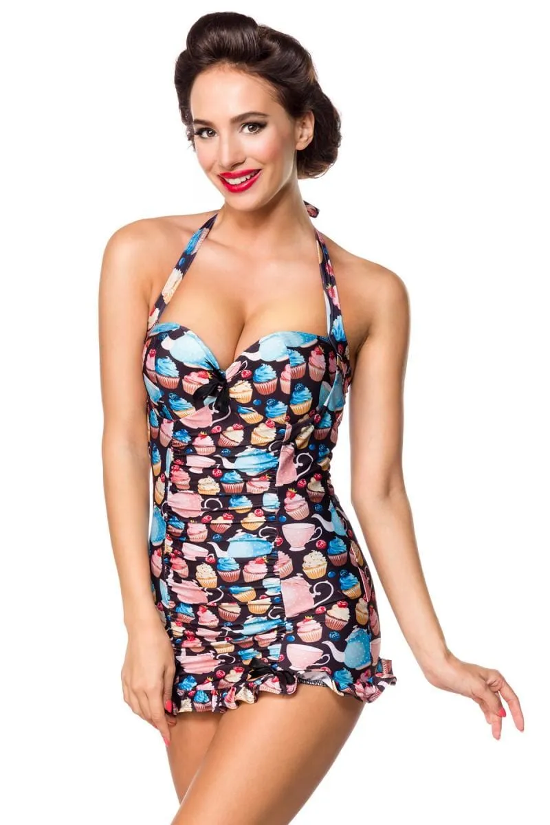 Belsira Vintage Style Cupcake Print Swimdress