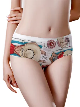 Cartoon Character Print Ice Silk Breathable Mid Waisted Panties