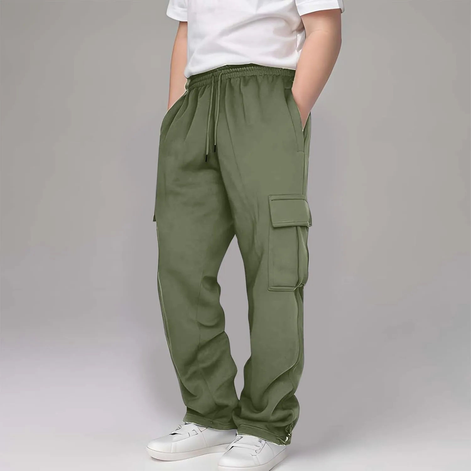 Childs Multipocket Causal Cargo Pants Toddler Kids Elastic Waist Pull-On Jogger Pants Boys Baggy Sweatpants