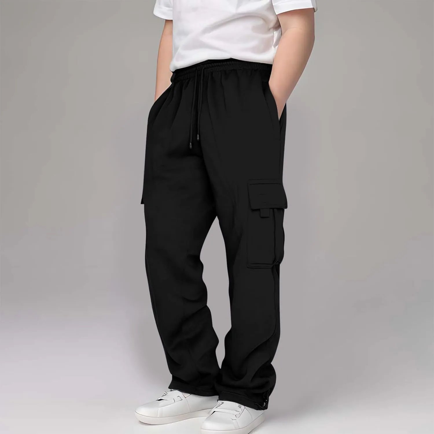 Childs Multipocket Causal Cargo Pants Toddler Kids Elastic Waist Pull-On Jogger Pants Boys Baggy Sweatpants