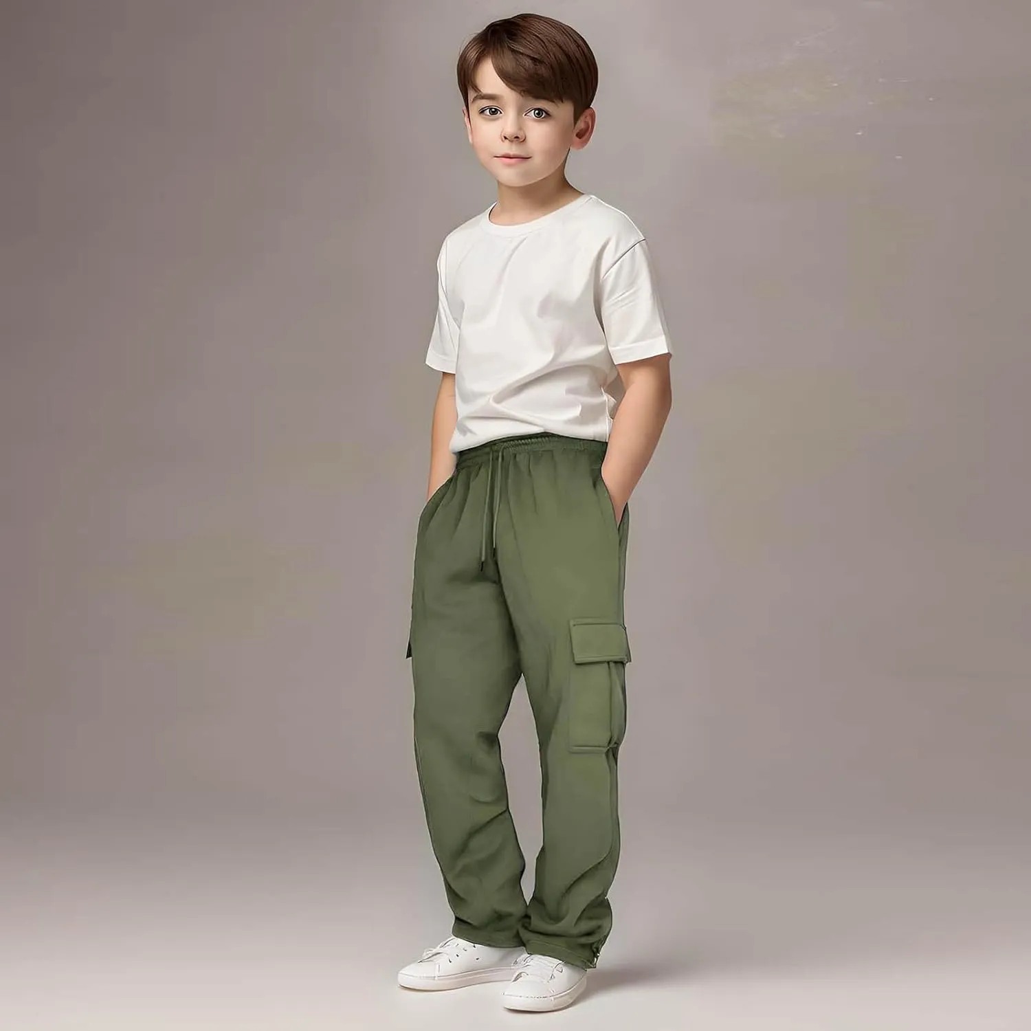 Childs Multipocket Causal Cargo Pants Toddler Kids Elastic Waist Pull-On Jogger Pants Boys Baggy Sweatpants