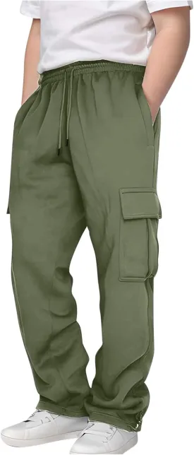Childs Multipocket Causal Cargo Pants Toddler Kids Elastic Waist Pull-On Jogger Pants Boys Baggy Sweatpants