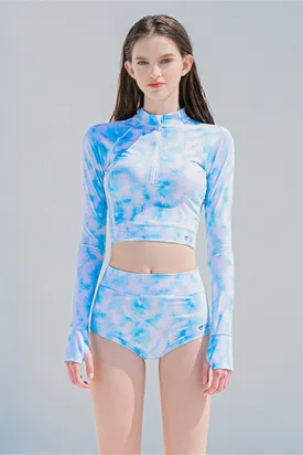 Clearance | Fashionable and Sexy Tie Dye Print Long -Sleeved Swimsuit UPF50  Rash Guard