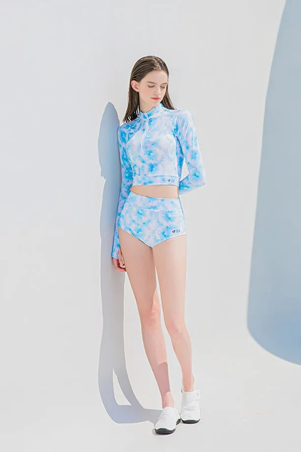 Clearance | Fashionable and Sexy Tie Dye Print Long -Sleeved Swimsuit UPF50  Rash Guard