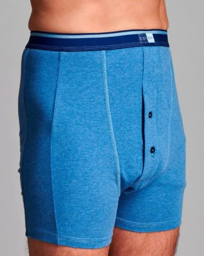 CUI Mens Ostomy High Waist Cotton Fitted Trunk - 1 each, XLARGE, DENIM - TWIN