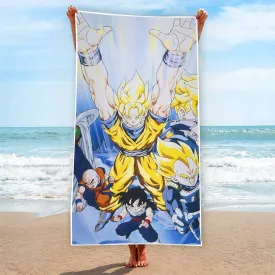 DBZ Goku Saiyan Spirit Bomb Vegeta Piccolo Gohan Trunks Vibrant Design Beach Towel