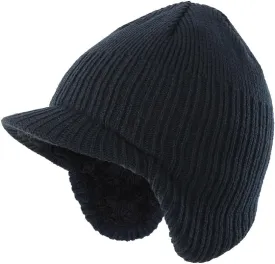 Home Prefer Toddler Boys Girls Fleece Knit Kids Hat Visor Earflaps Winter Hat