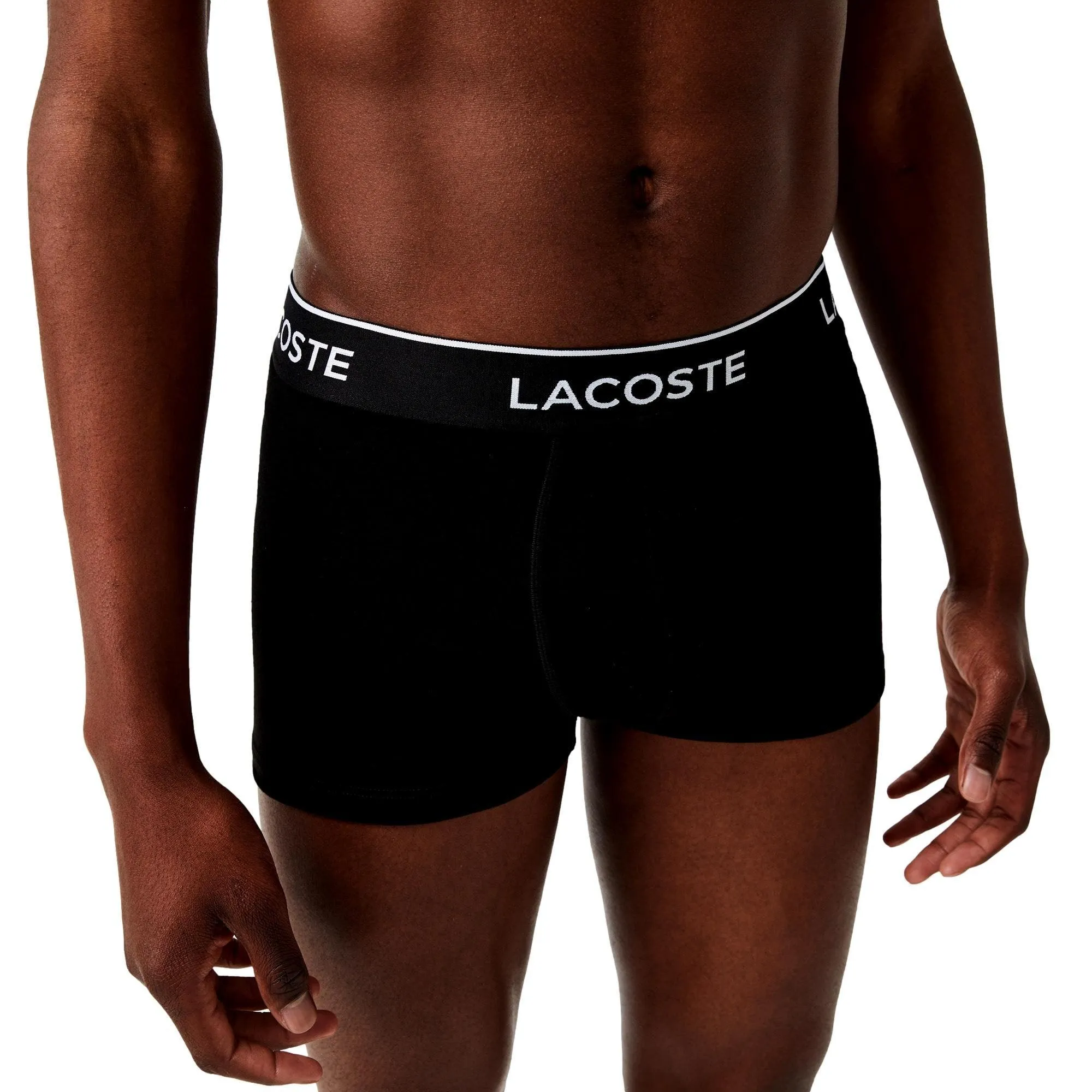Lacoste Casual Cotton Stretch 3 Pack Trunks - Black