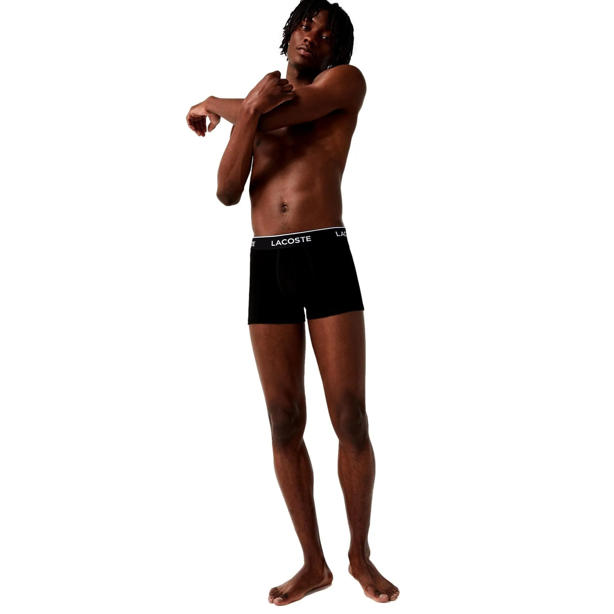 Lacoste Casual Cotton Stretch 3 Pack Trunks - Black