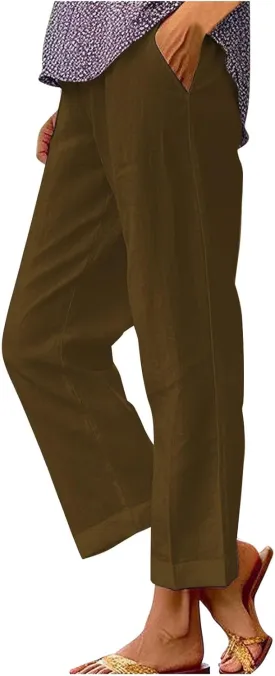 LCMTWX Linen Pants Women 2024 Cotton and Linen Casual Pants Wide Leg Loose Vacation Dresses for Women Parachute Pants