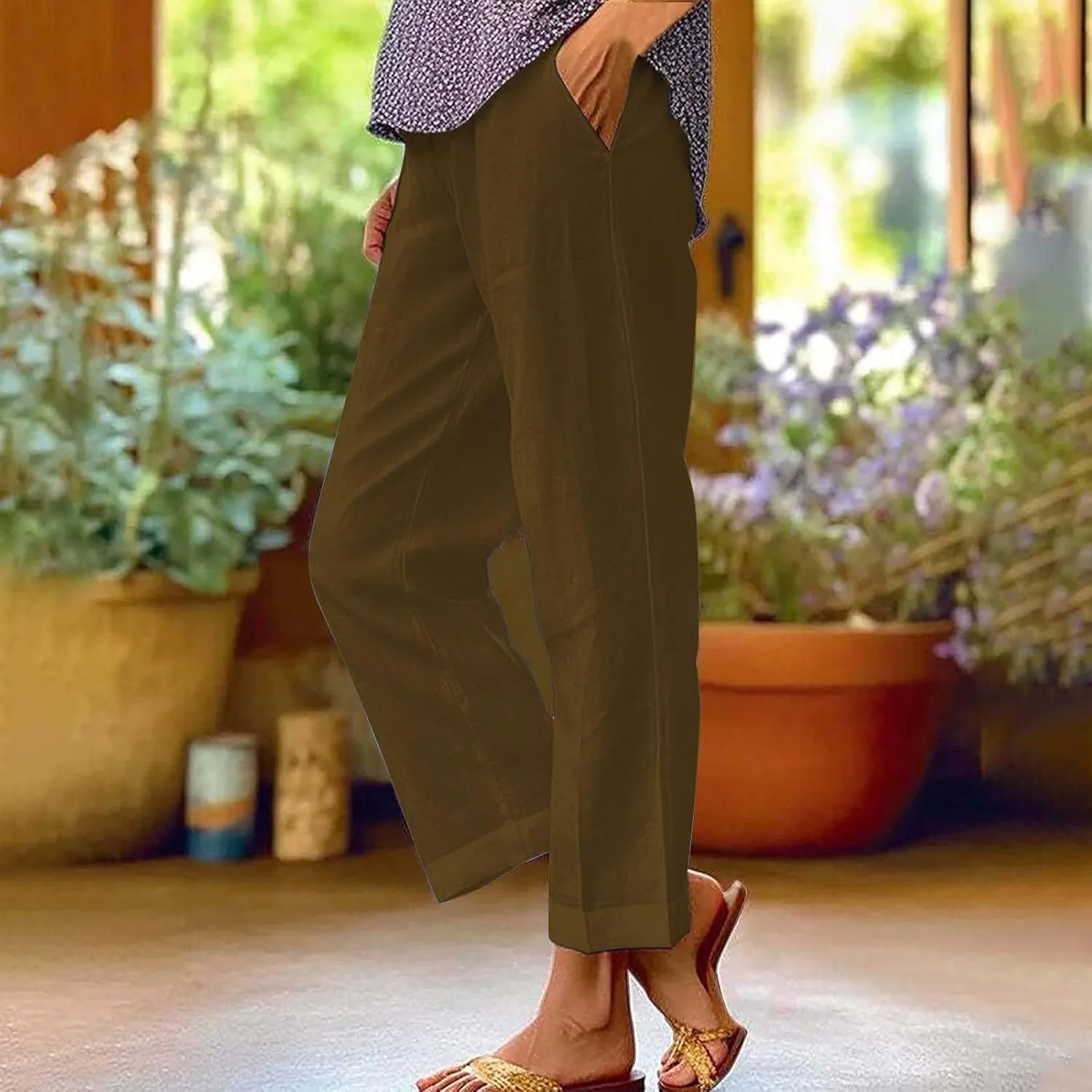 LCMTWX Linen Pants Women 2024 Cotton and Linen Casual Pants Wide Leg Loose Vacation Dresses for Women Parachute Pants