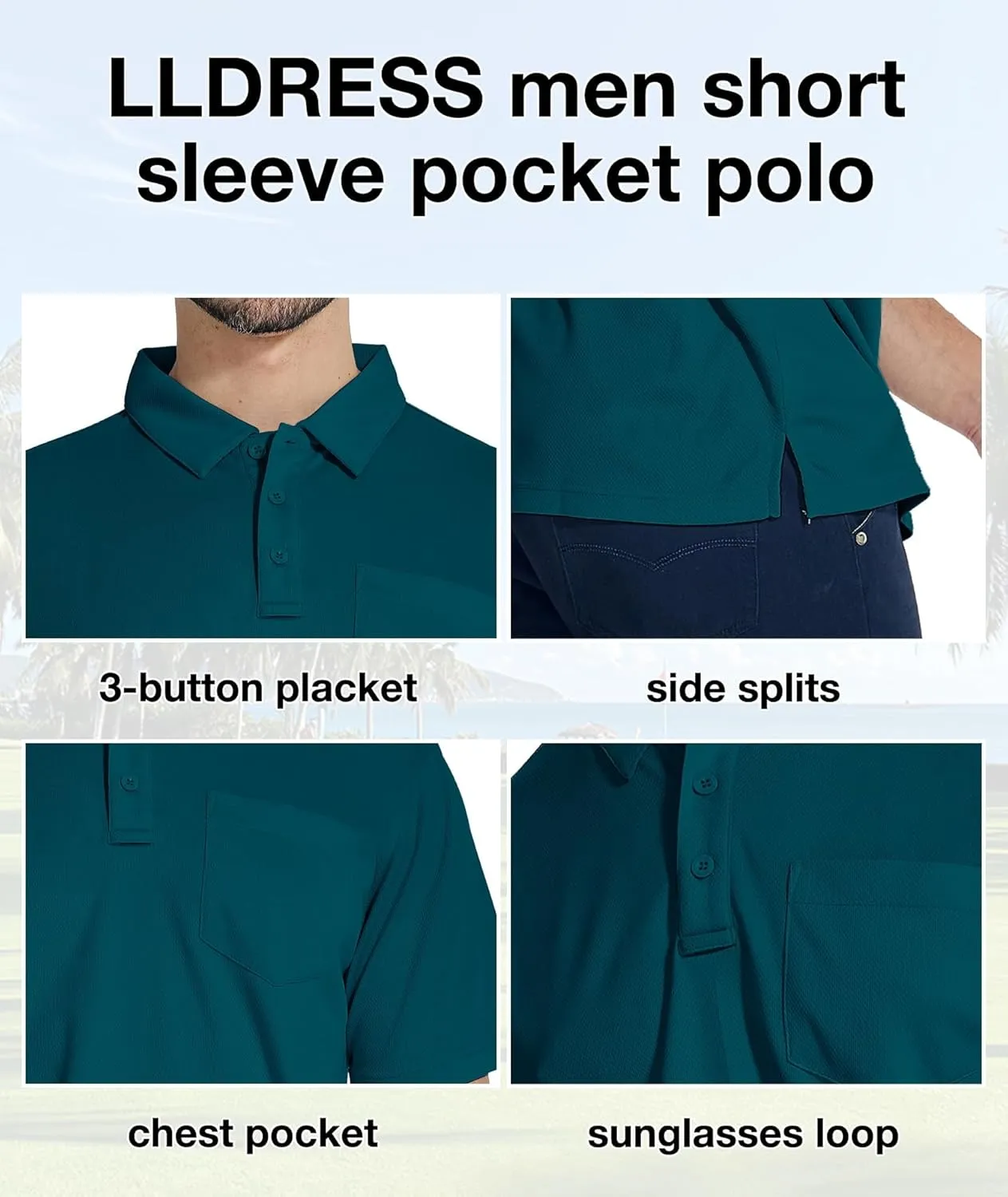 LLdress Men's Polo Golf Shirt Short Sleeve T-Shirts Pique Collared Shirts with Pocket