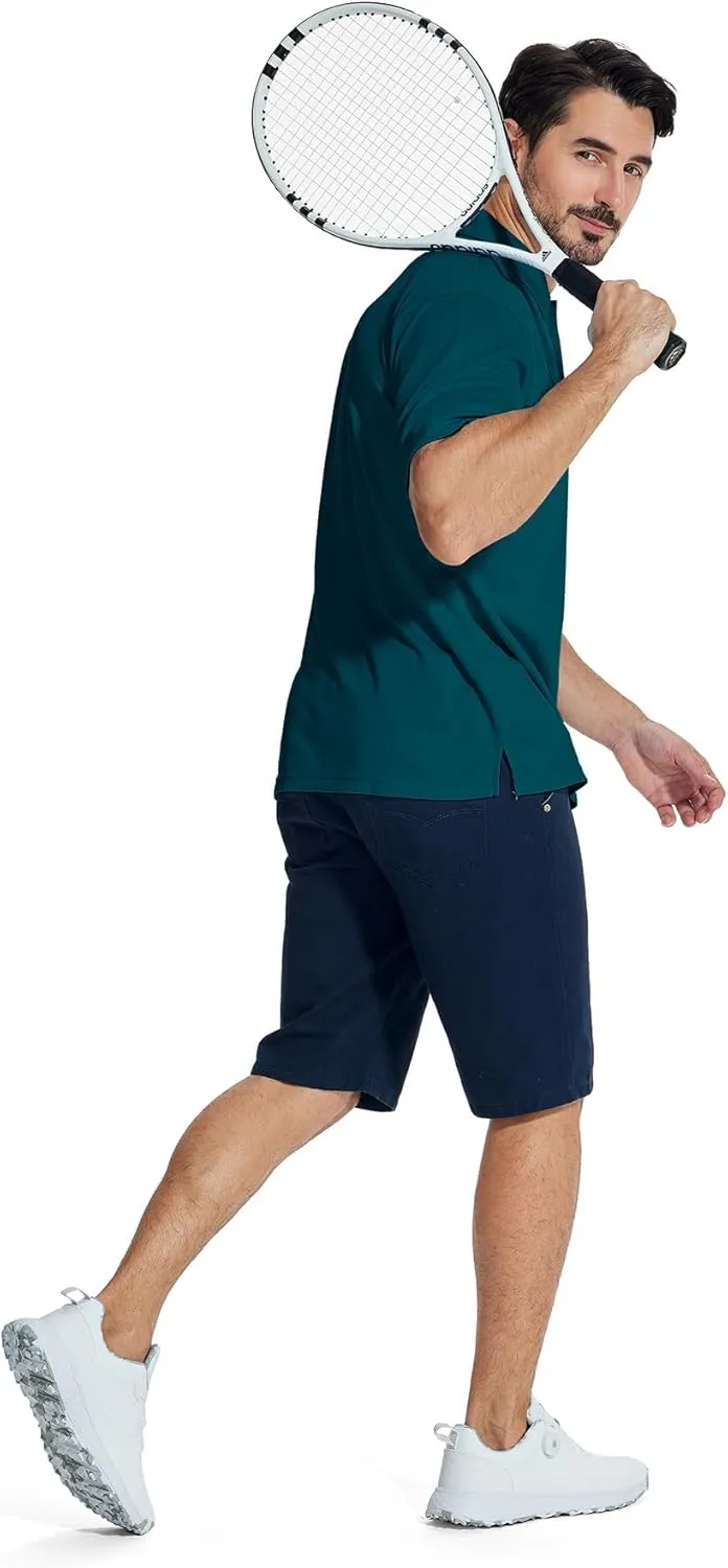 LLdress Men's Polo Golf Shirt Short Sleeve T-Shirts Pique Collared Shirts with Pocket