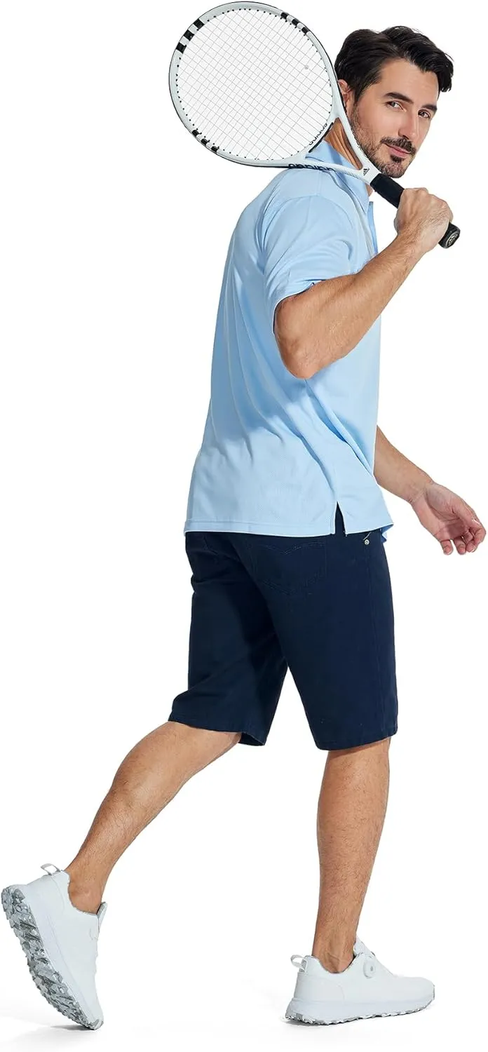 LLdress Men's Polo Golf Shirt Short Sleeve T-Shirts Pique Collared Shirts with Pocket