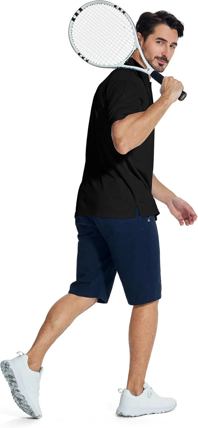 LLdress Men's Polo Golf Shirt Short Sleeve T-Shirts Pique Collared Shirts with Pocket
