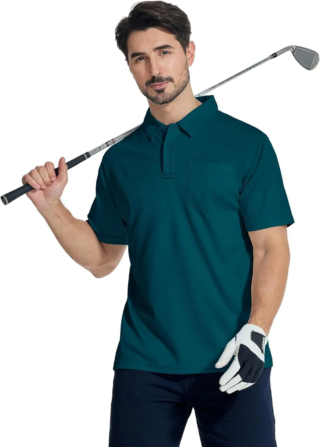 LLdress Men's Polo Golf Shirt Short Sleeve T-Shirts Pique Collared Shirts with Pocket