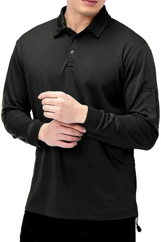 Long Sleeve Polo Shirts for Men Quick Dry Performance Polo T Shirts Collared Tactical Shirt Athletic UPF Golf Shirts