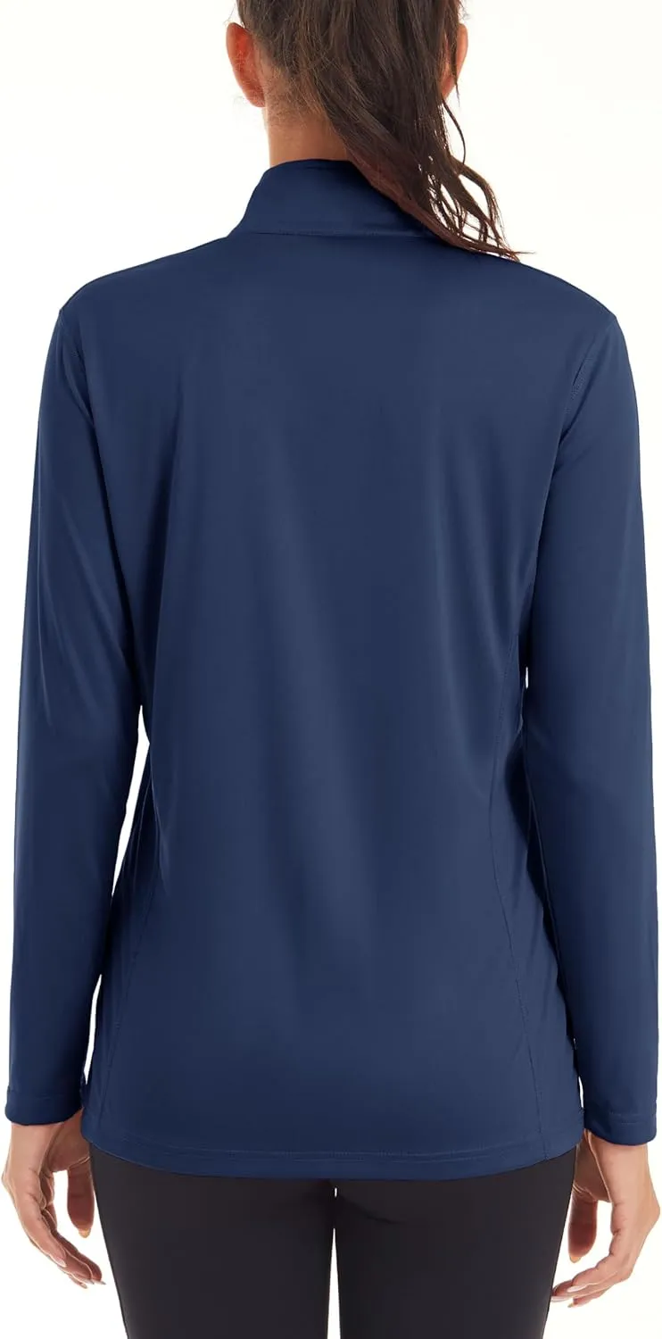 MAGCOMSEN Women's Shirts Long Sleeve 1/4 Zip UPF50  UV Sun Protection Quick Dry Workout Hiking Athletic Shirts Rash Guard