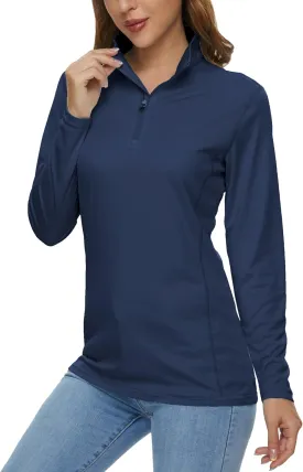 MAGCOMSEN Women's Shirts Long Sleeve 1/4 Zip UPF50  UV Sun Protection Quick Dry Workout Hiking Athletic Shirts Rash Guard