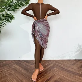 MB012 Solid Color Sun Protection Beach Three-Piece Swimsuit