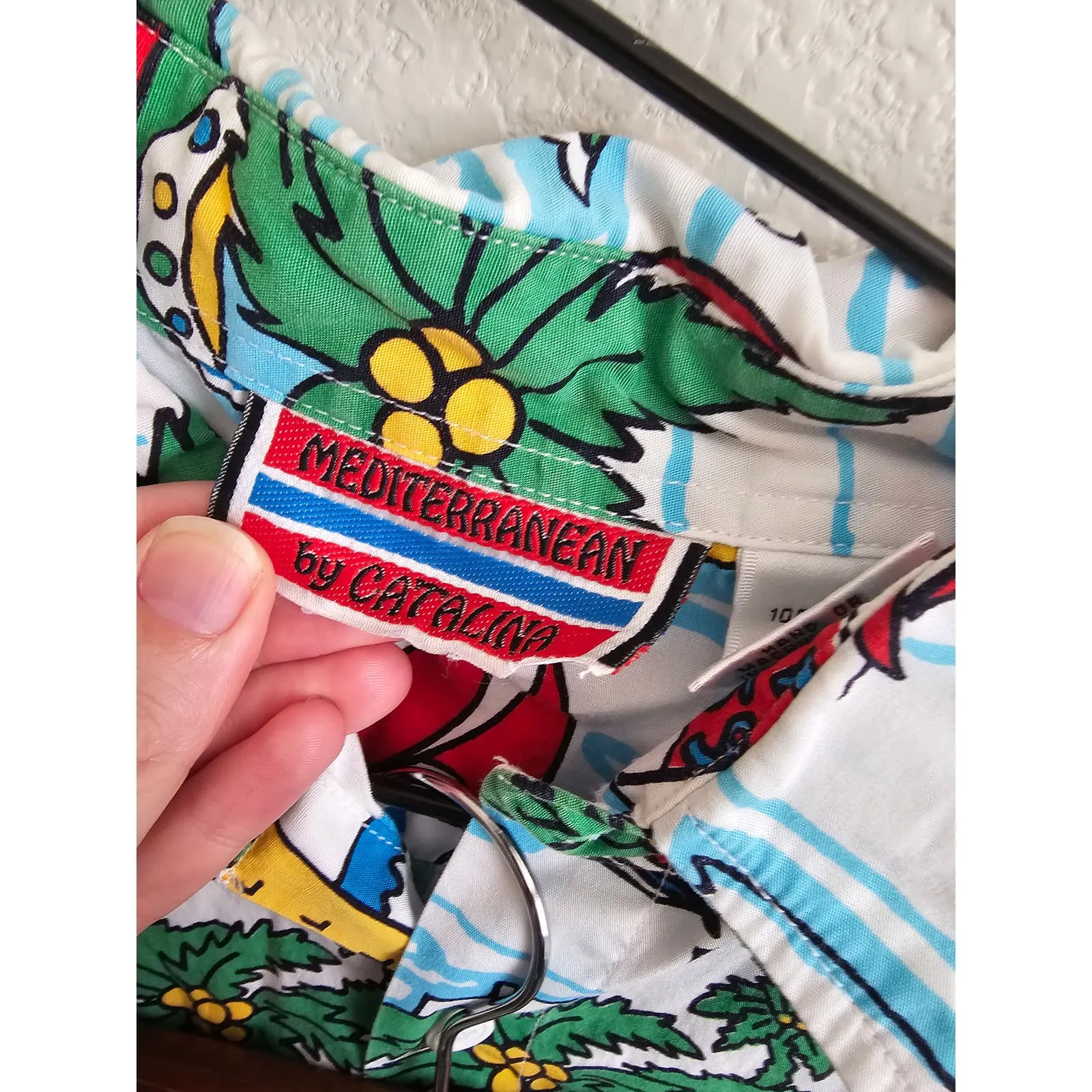 Mediterranean By Catalina Mens Hawaiian Shirt Swim Trunks White Sailboats Sz L