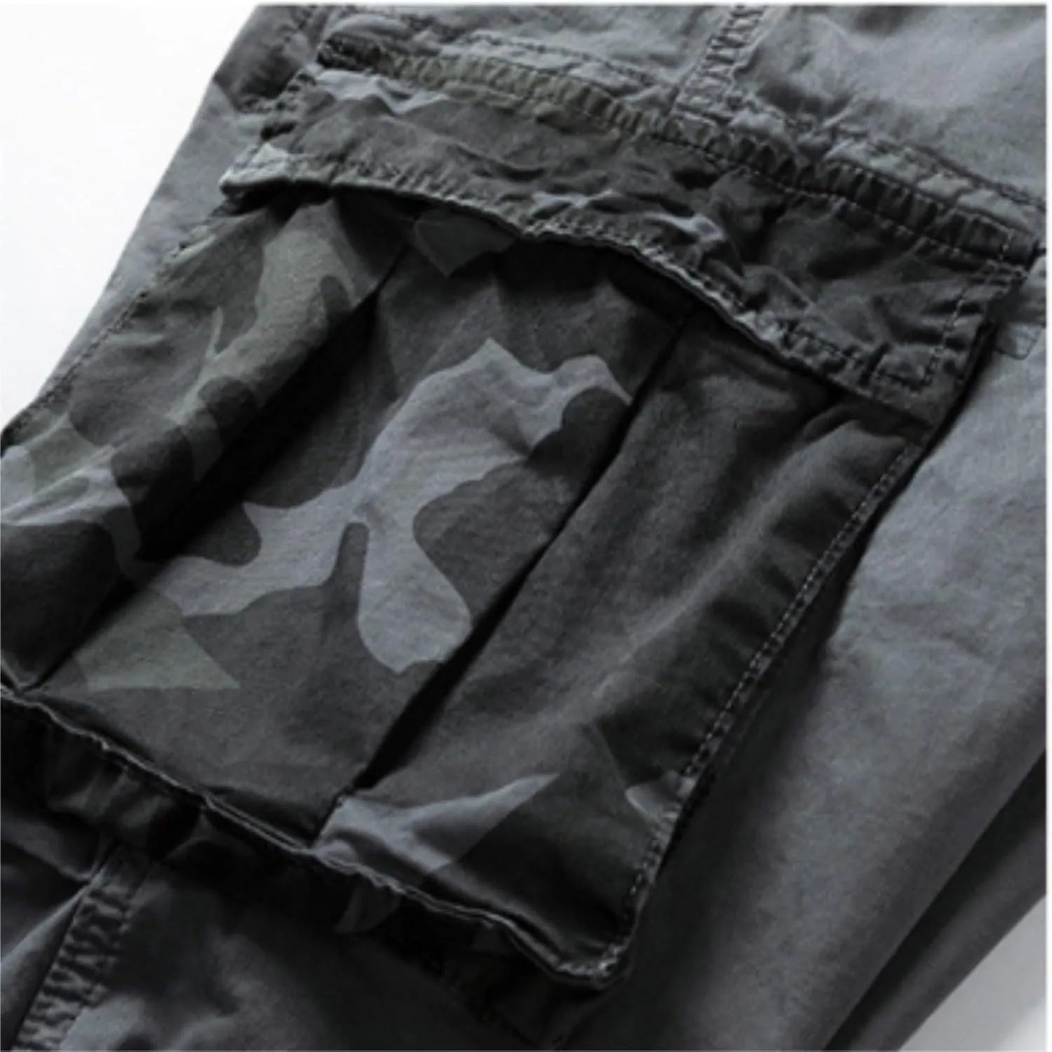 Men's Cargo Joggers Camo Patchwork Slim Fit Stretch Cotton Sweatpants Outdoor Tactical Hiking Pants with Flap Pockets