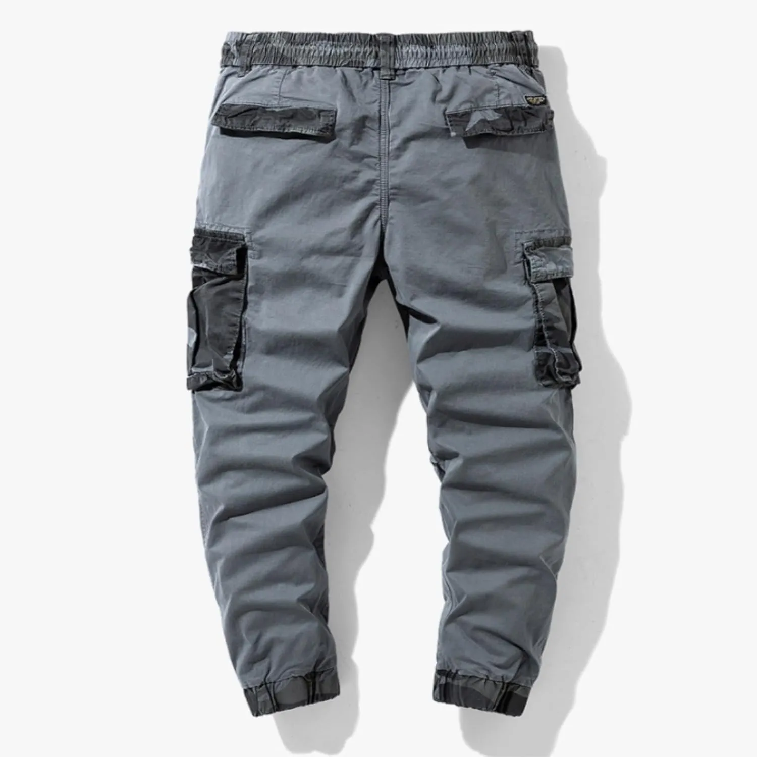Men's Cargo Joggers Camo Patchwork Slim Fit Stretch Cotton Sweatpants Outdoor Tactical Hiking Pants with Flap Pockets