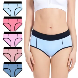 Molasus Women's Soft Cotton Briefs Ladies Mid-High Waisted Full Coverage Panties Multicolor a1