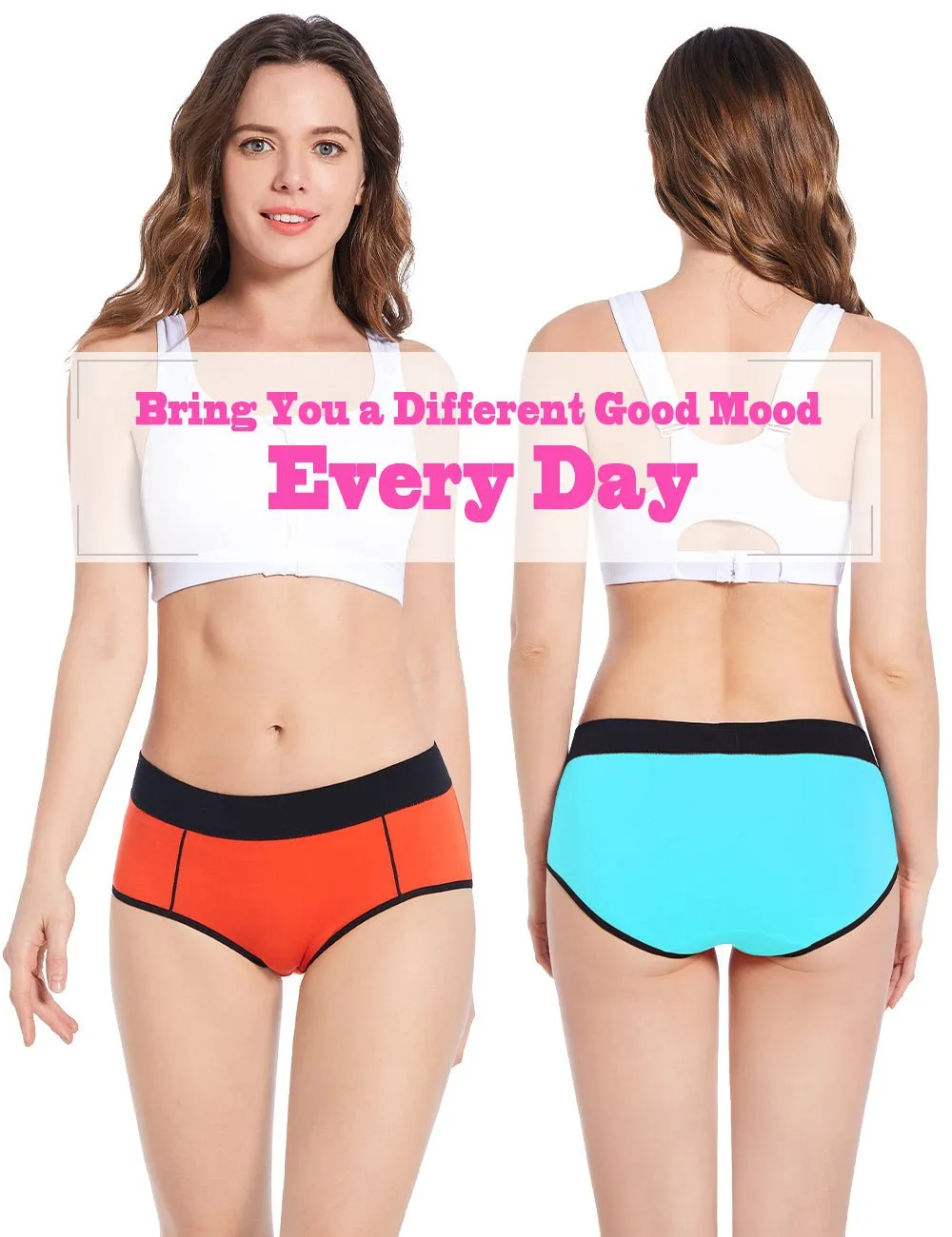 Molasus Women's Soft Cotton Briefs Ladies Mid-High Waisted Full Coverage Panties Multicolor a2