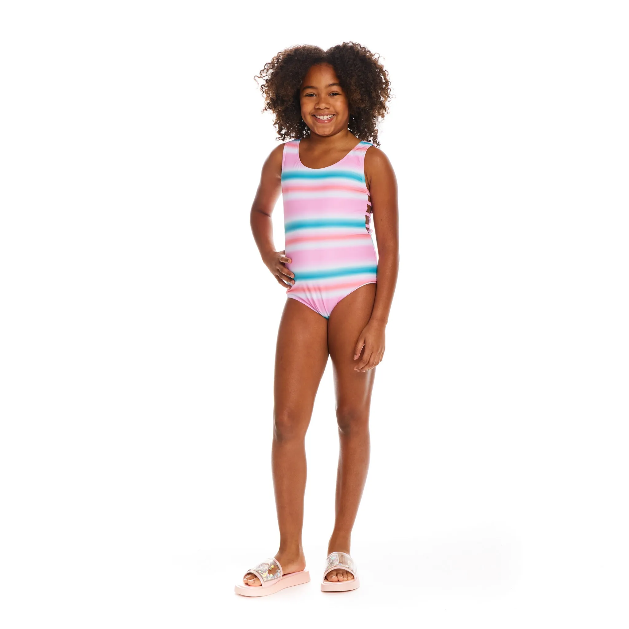 Multi-Stripe Swimsuit (Size 7-16 Years)