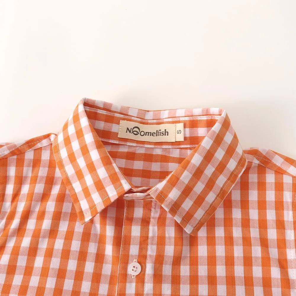 Noomelfish Girls Long Sleeve Button Down Shirt Tie Front Blouse Tops (5-12 Years)