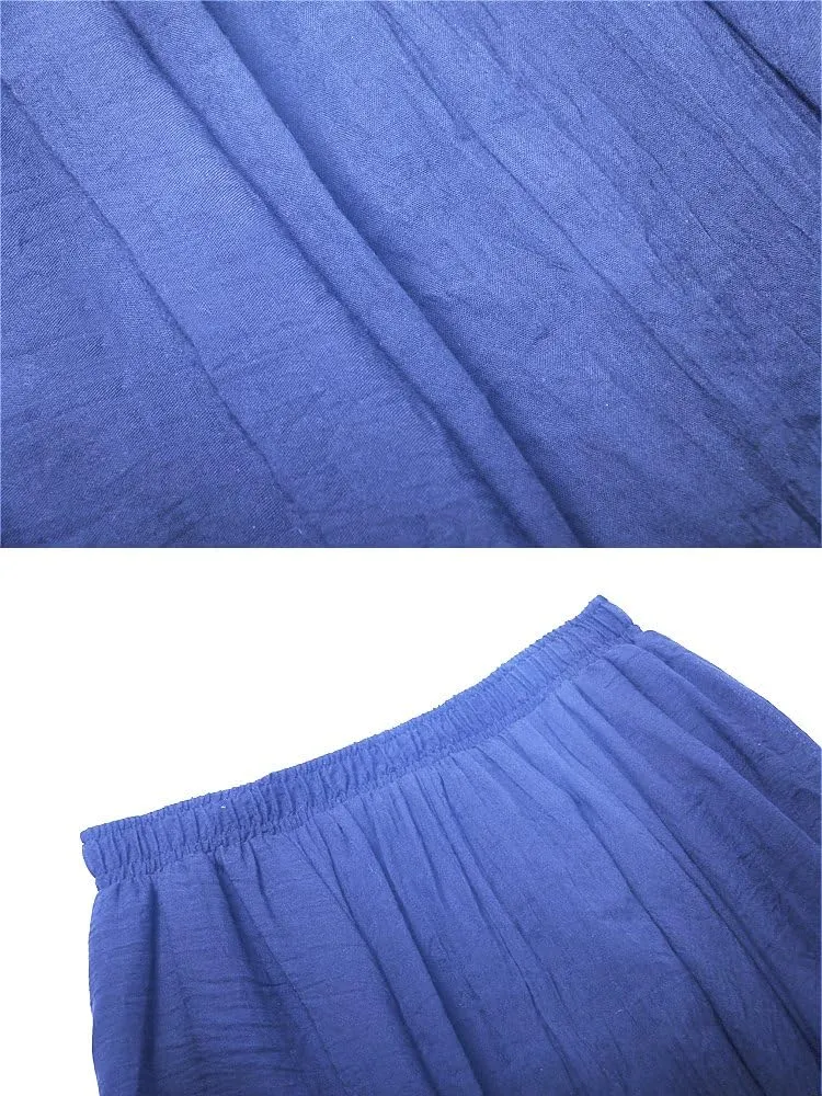 OCHENTA Women's Girls Elastic Waist Long Flowy Bohemian Cotton Casual Maxi Skirt for Summer Beach Holiday