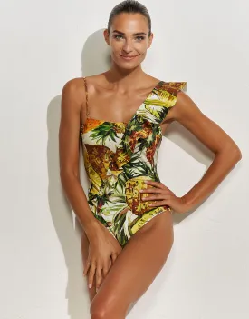 Optimist Ruffle Shoulder Swimsuit - Pina Colada