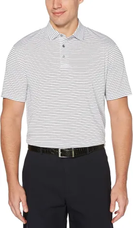 PGA TOUR Stretch Short Sleeve Feeder Stripe Golf Polo, Moisture-Wicking Performance Shirts for Men