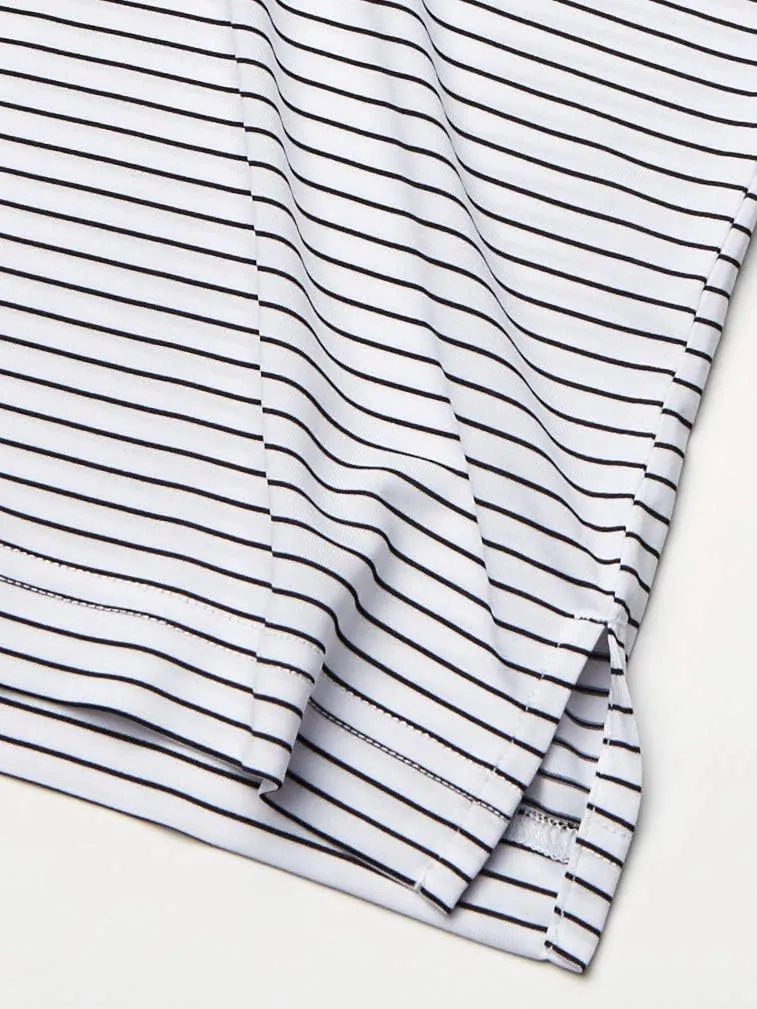 PGA TOUR Stretch Short Sleeve Feeder Stripe Golf Polo, Moisture-Wicking Performance Shirts for Men