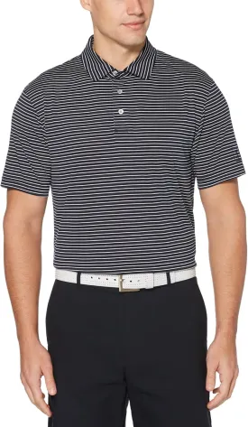 PGA TOUR Stretch Short Sleeve Feeder Stripe Golf Polo, Moisture-Wicking Performance Shirts for Men
