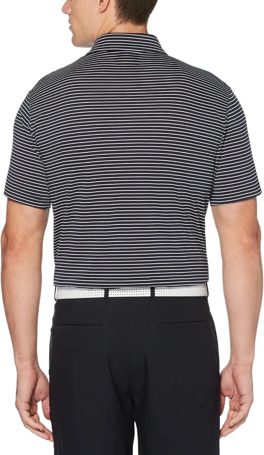 PGA TOUR Stretch Short Sleeve Feeder Stripe Golf Polo, Moisture-Wicking Performance Shirts for Men
