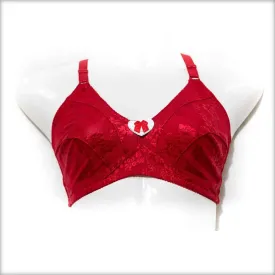 Red Non Padded Net Bra