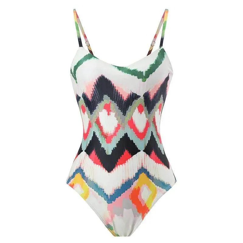 Retro One Piece Swimsuit Skirt Swimwear