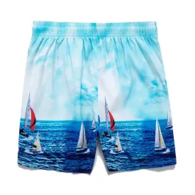 Sailboat Print Men's Swim Trunks