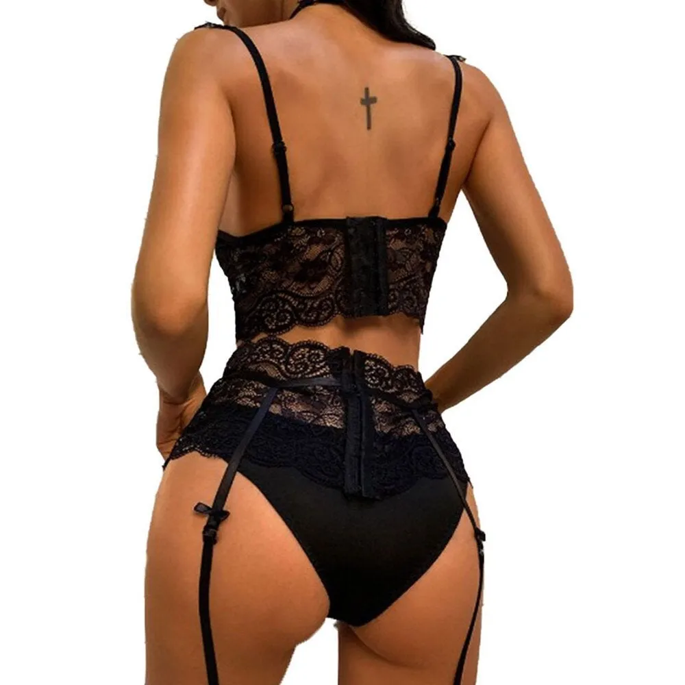 Sexy Erotic Lace High Waisted Panties | Lace Lingerie Set | Black Lace Unpadded Bra | Lace Bralette Set | Black Lingerie | Erotic Sleepwear