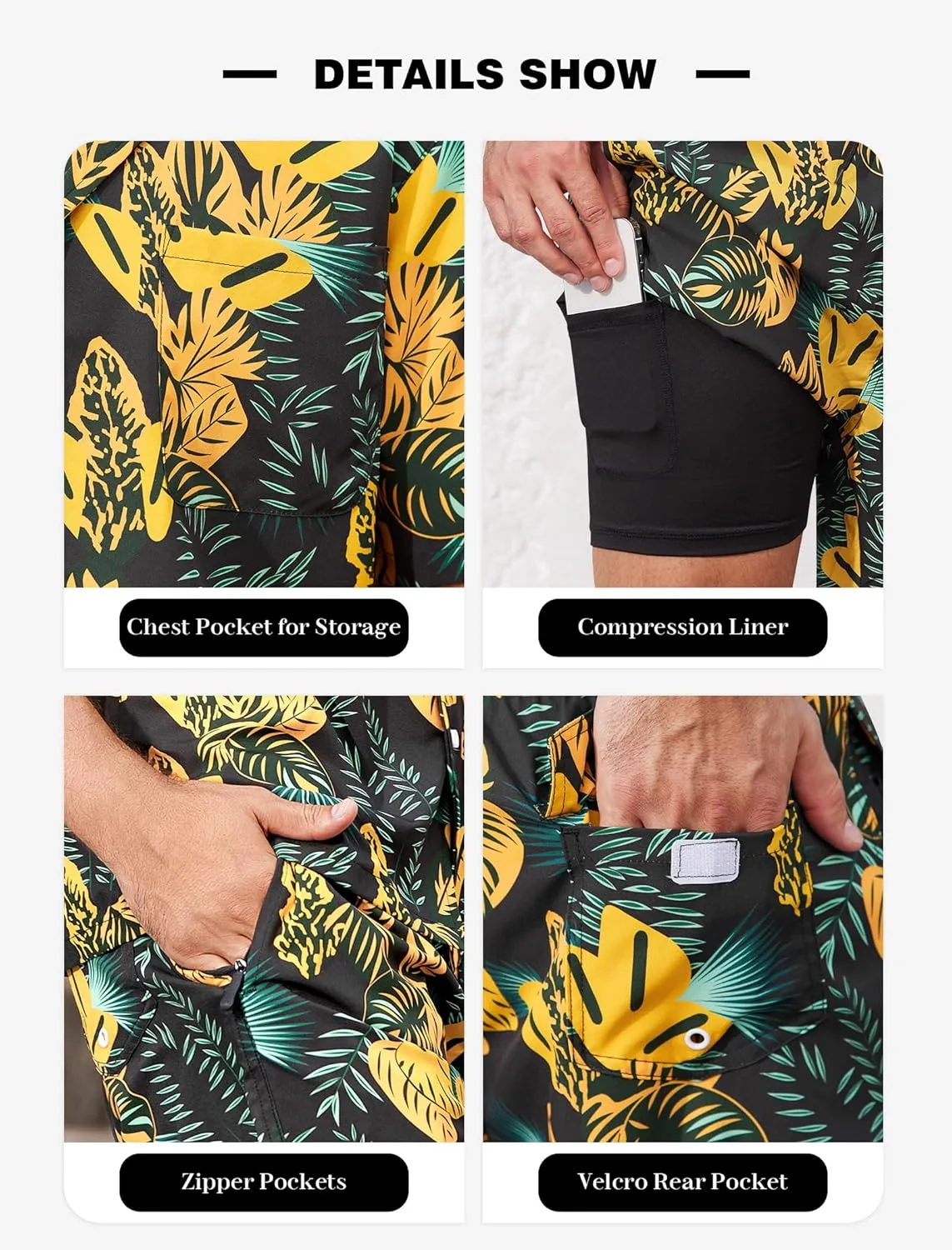 SILKWORLD Men's Casual Button Down Shirts 2 Piece Short Sleeve Outfits Hawaiian Shirt and Shorts Set