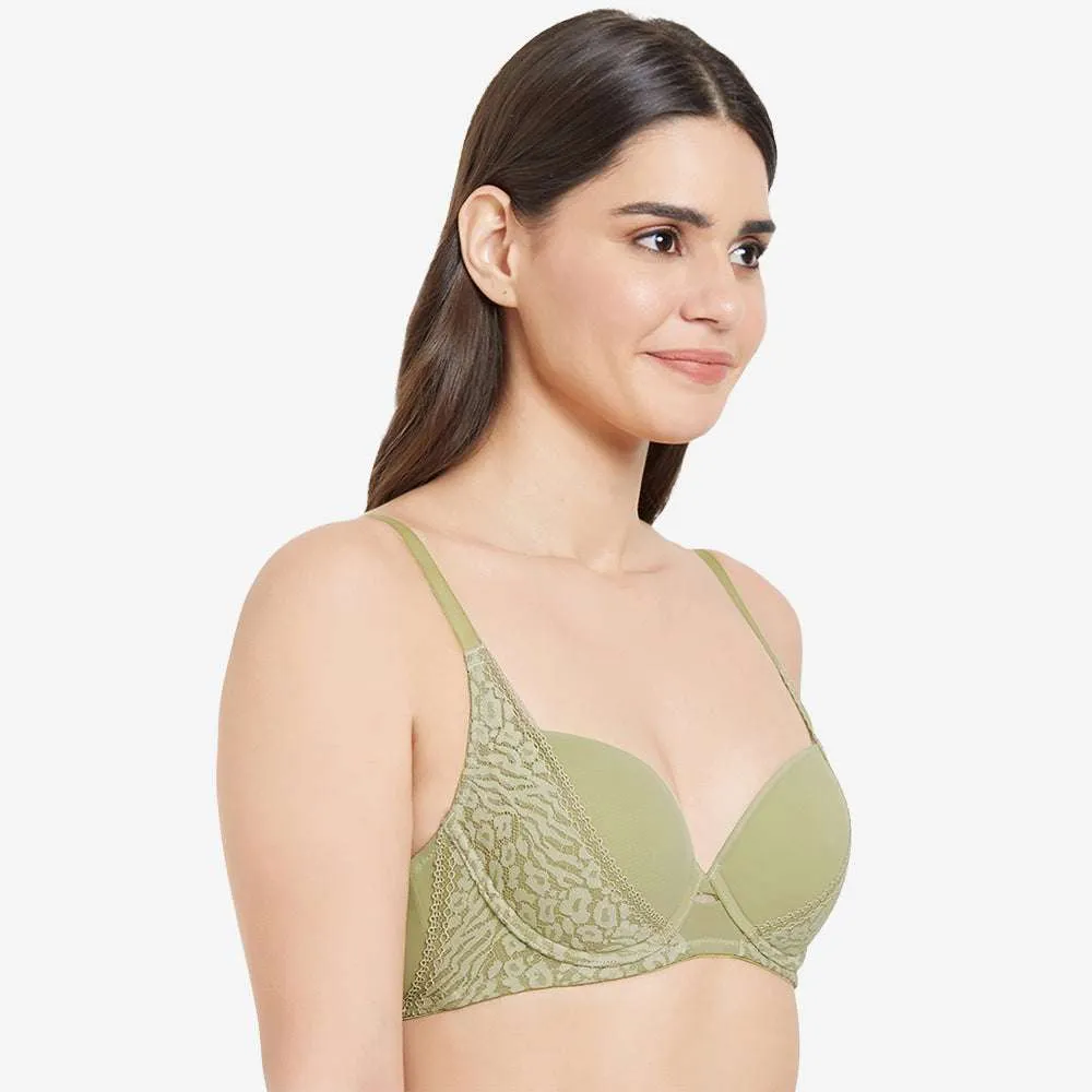Silva Padded Wired  3/4th Cup Everyday Wear Medium coverage Fashion Bra - Green