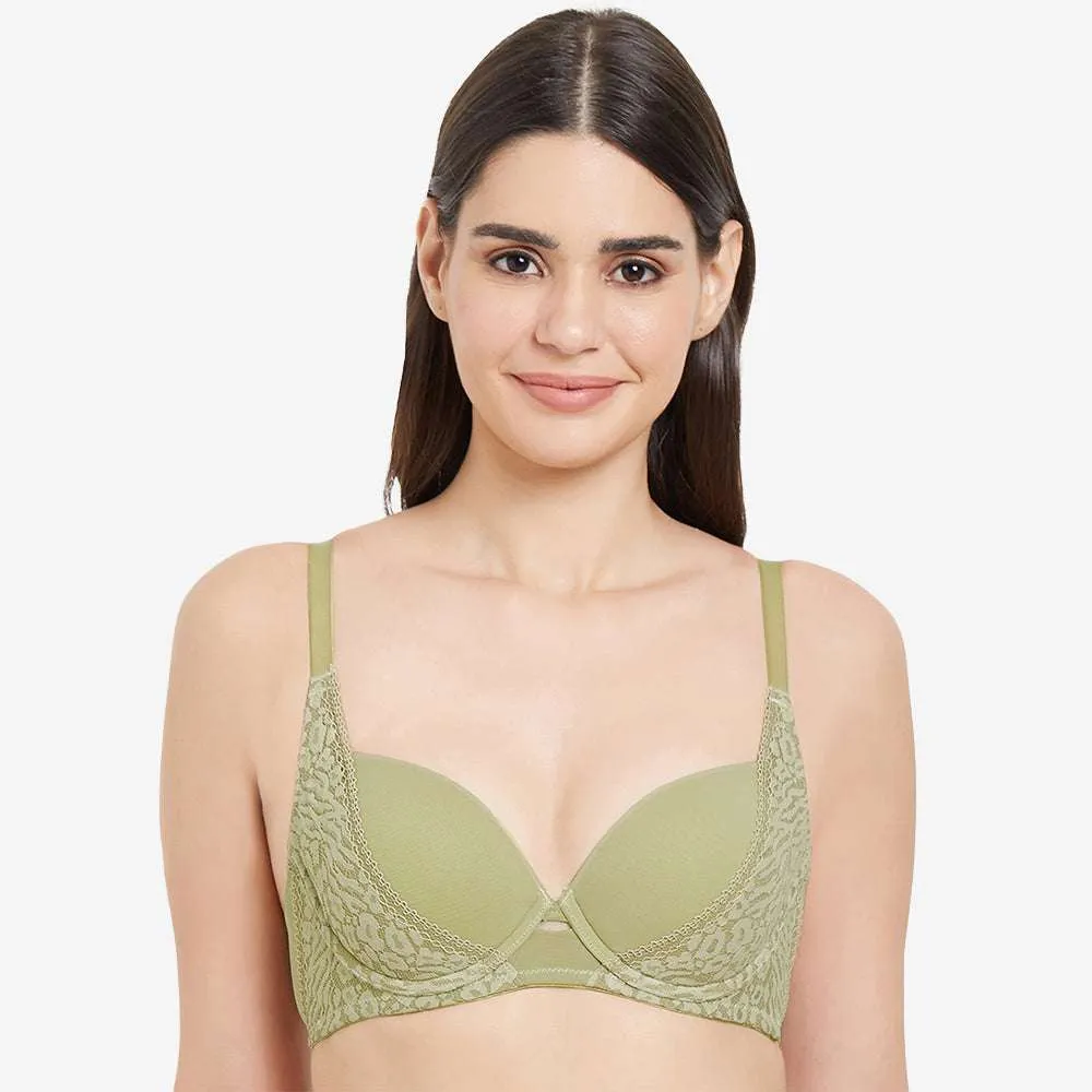 Silva Padded Wired  3/4th Cup Everyday Wear Medium coverage Fashion Bra - Green