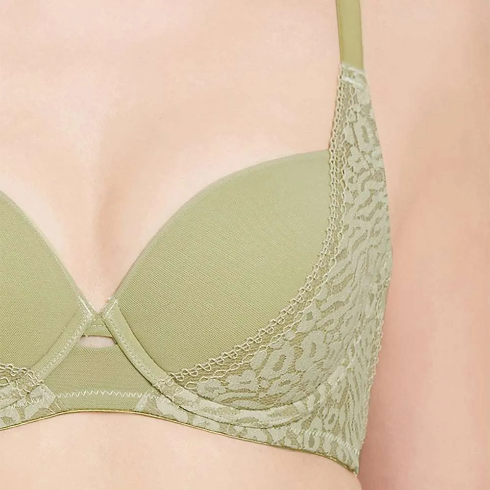 Silva Padded Wired  3/4th Cup Everyday Wear Medium coverage Fashion Bra - Green